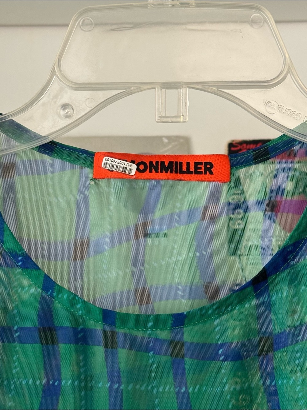 SIMON MILLER Kinny Mesh Midi Dress in Green Plaid - Picture 7 of 9